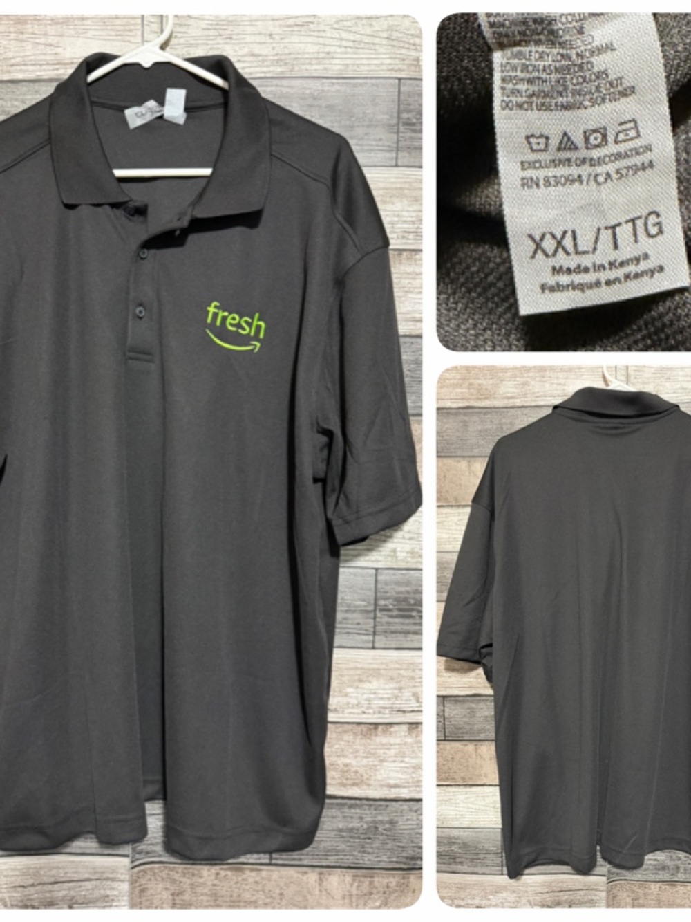 Clique Amazon Fresh Polo Shirt Men’s XXL Black Embroidered Short Sleeve